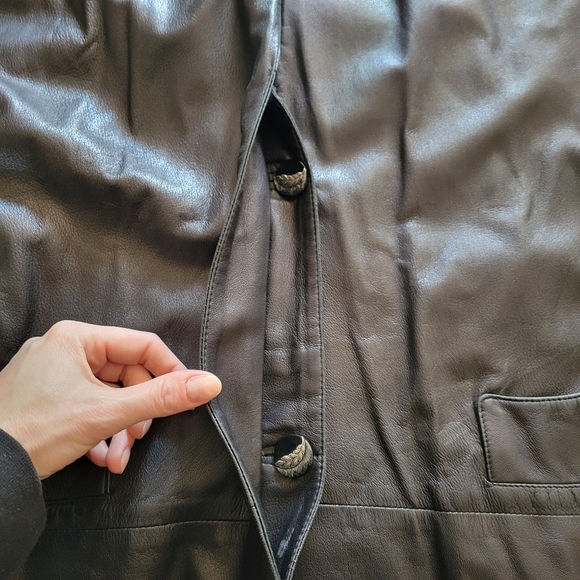 Vtg Leather Jacket Italian Black Size 14 - Picture 7 of 11